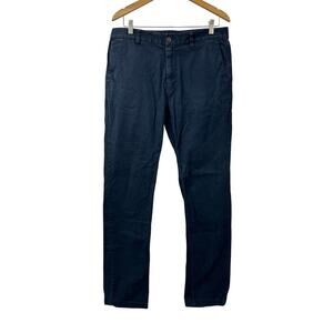 Outerknown SEA Legs Slim Pants Mens Sz 33x32 Navy Blue Organic Cotton Flat Front